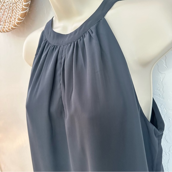 NWT Banana Republic Charcoal Gray Chiffon Halter Top Blouse. Size Small - Picture 6 of 13